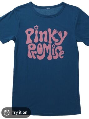 Juniors Blue 'Pinky Promise' Graphic Tee